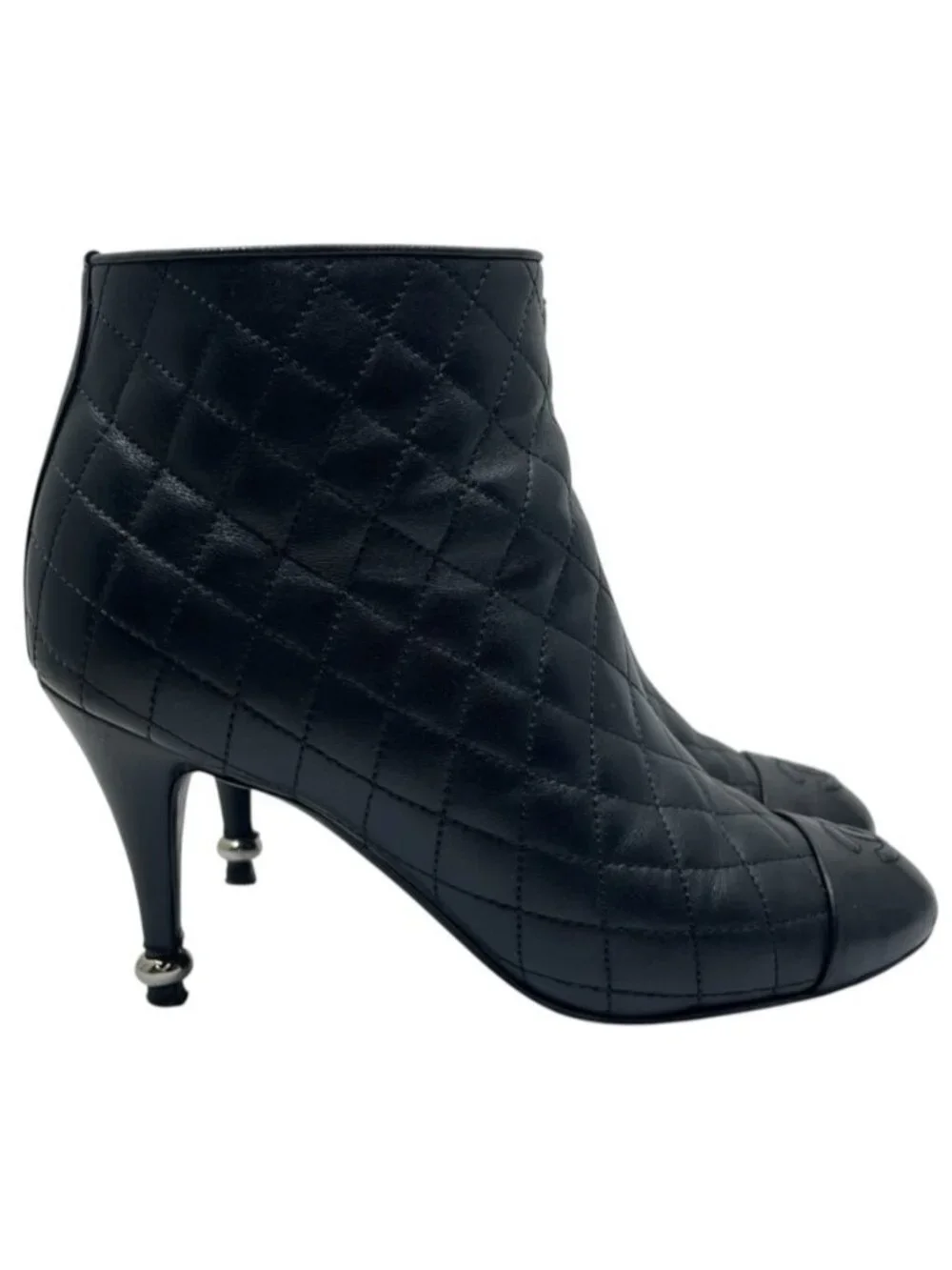 Chanel Short Boots CC Logo Quilted Lambskin Black Shoes Casual